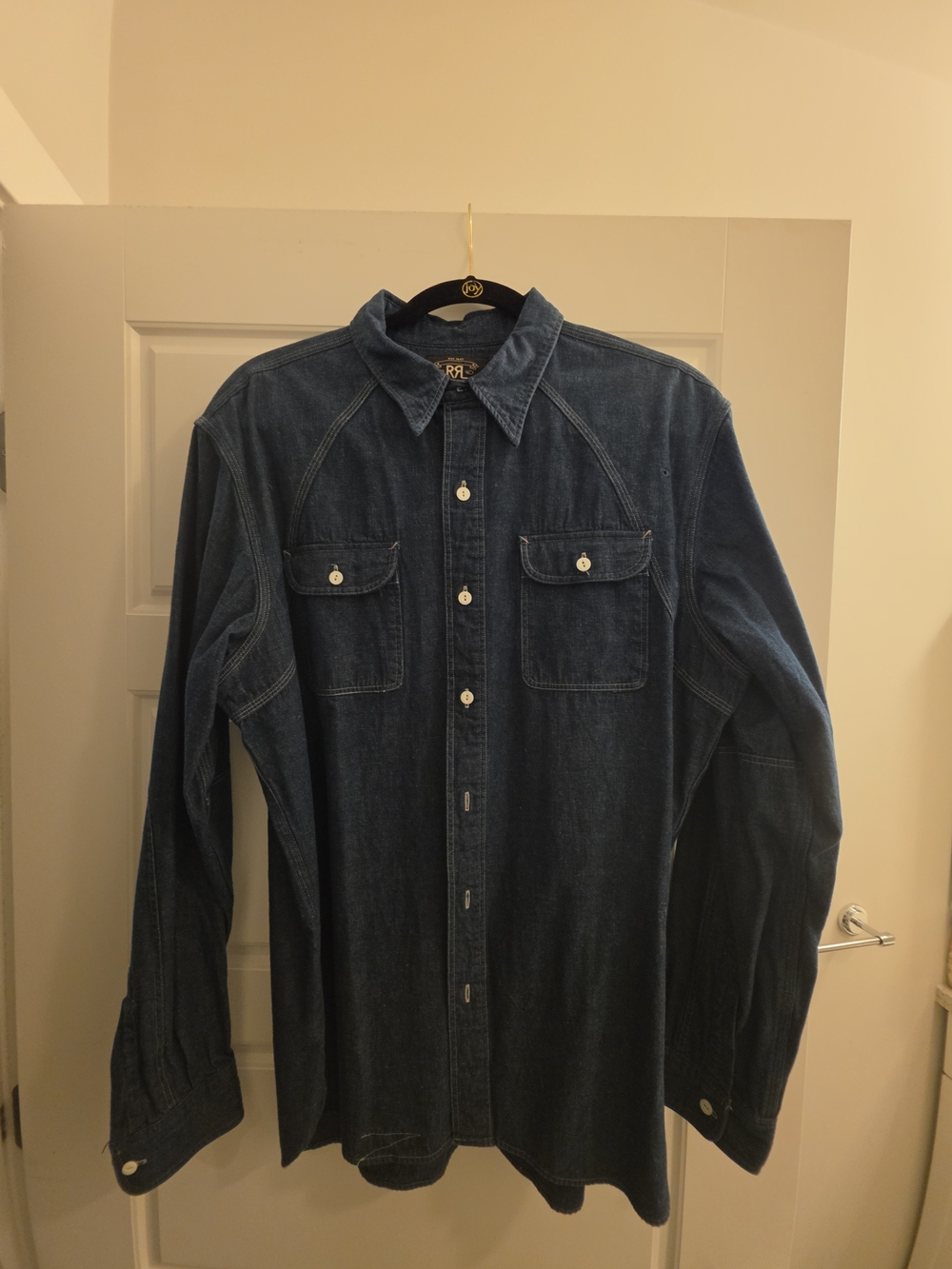 Ralph Lauren Double RL Indigo Denim Button-Up Shirt. Unworn.  RRL Circa 2020.